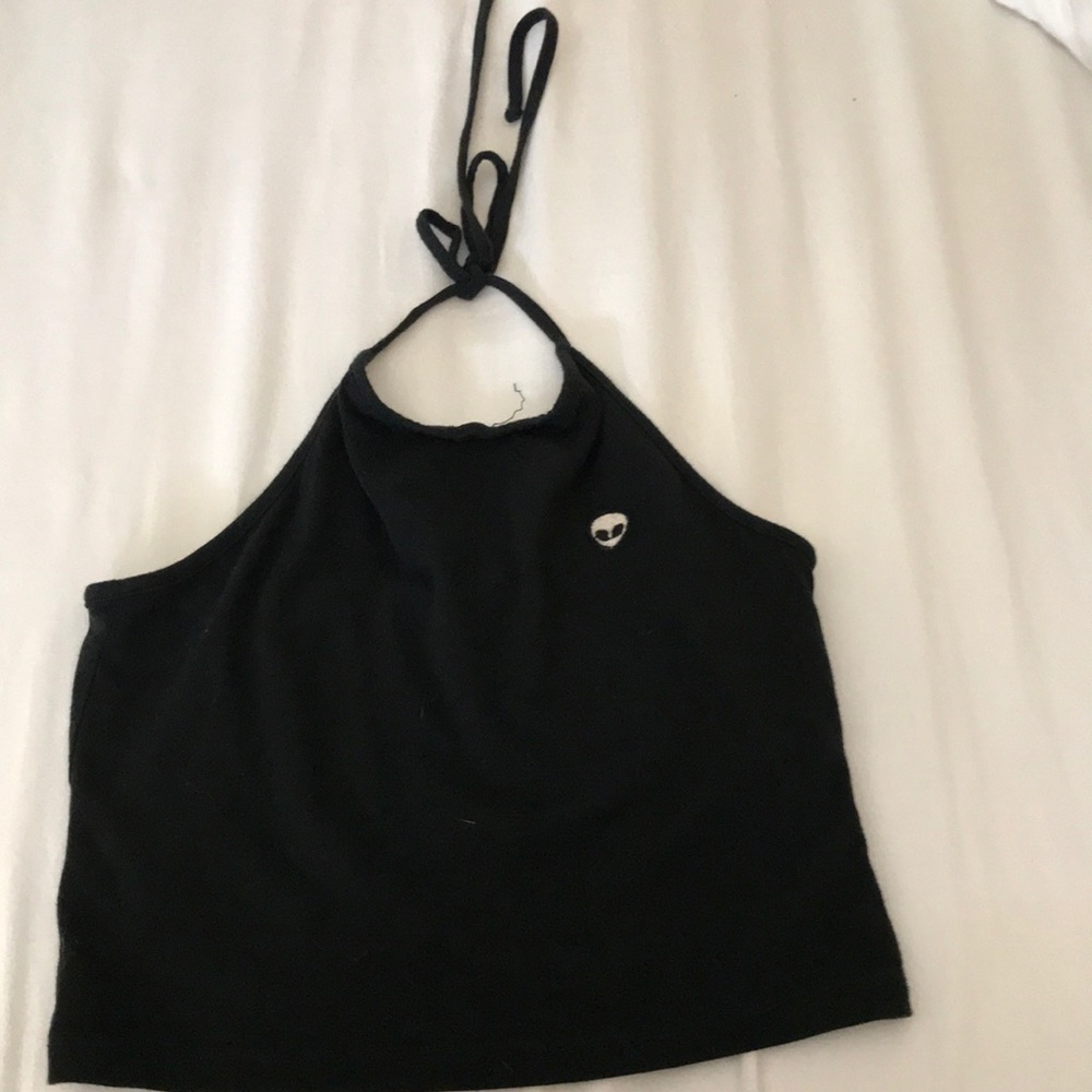 black halter top with alien